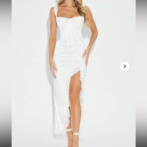 Elegant White Lace Trim Dress